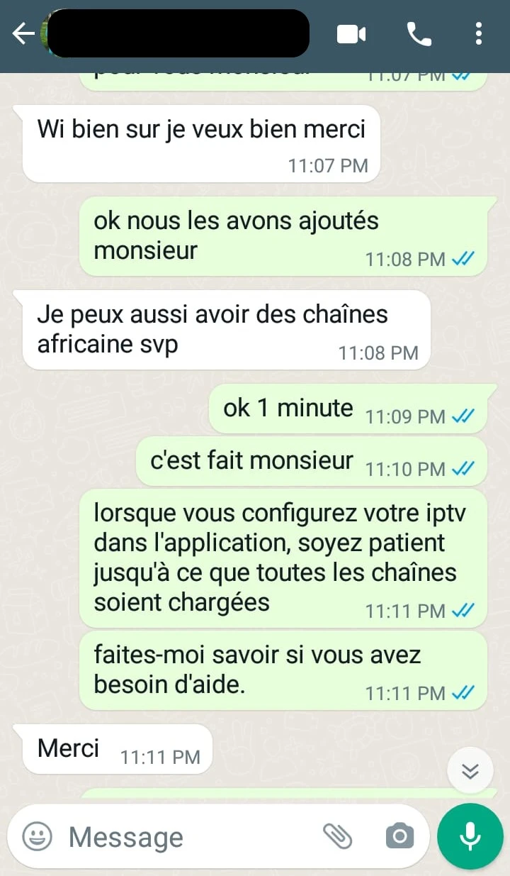 Témoignage client WhatsApp 10