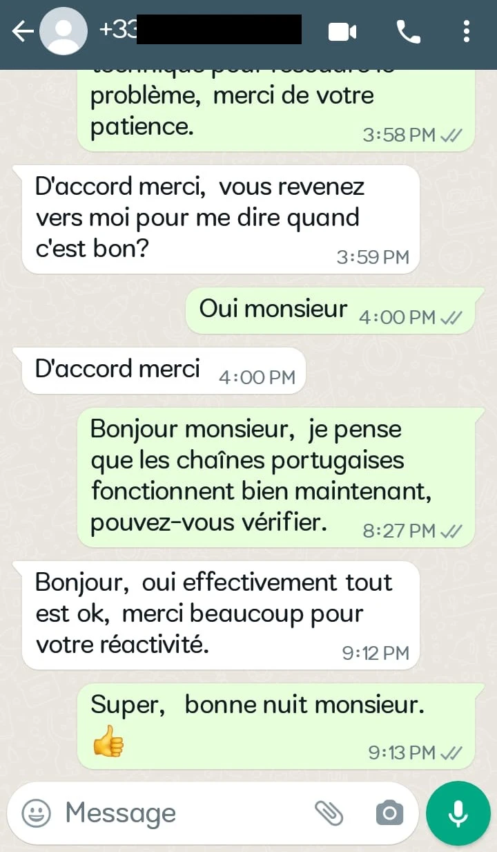 Témoignage client WhatsApp 17