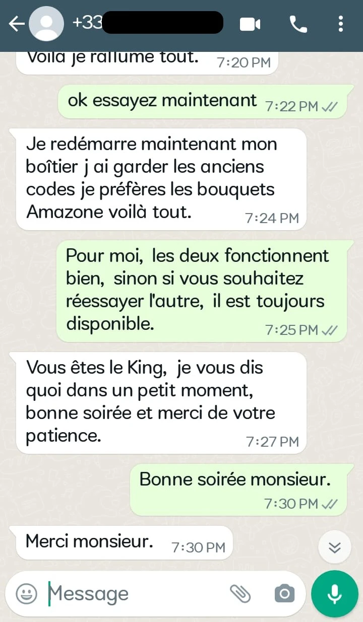 Témoignage client WhatsApp 20