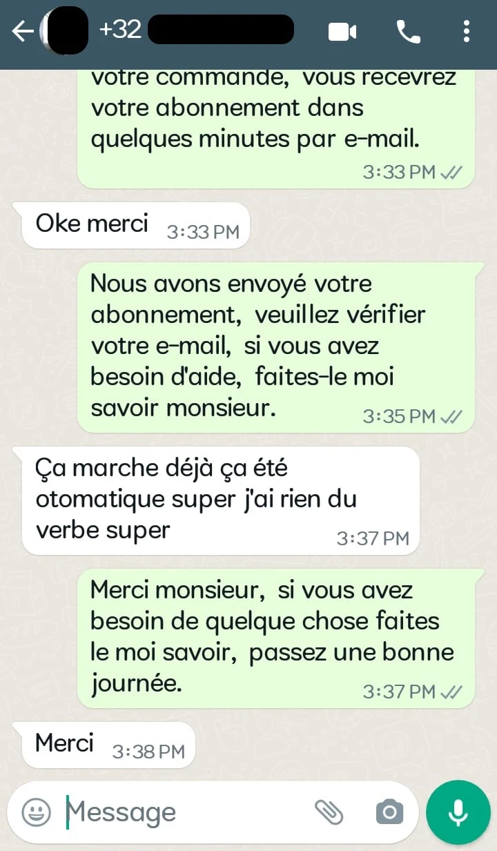 Témoignage client WhatsApp 21
