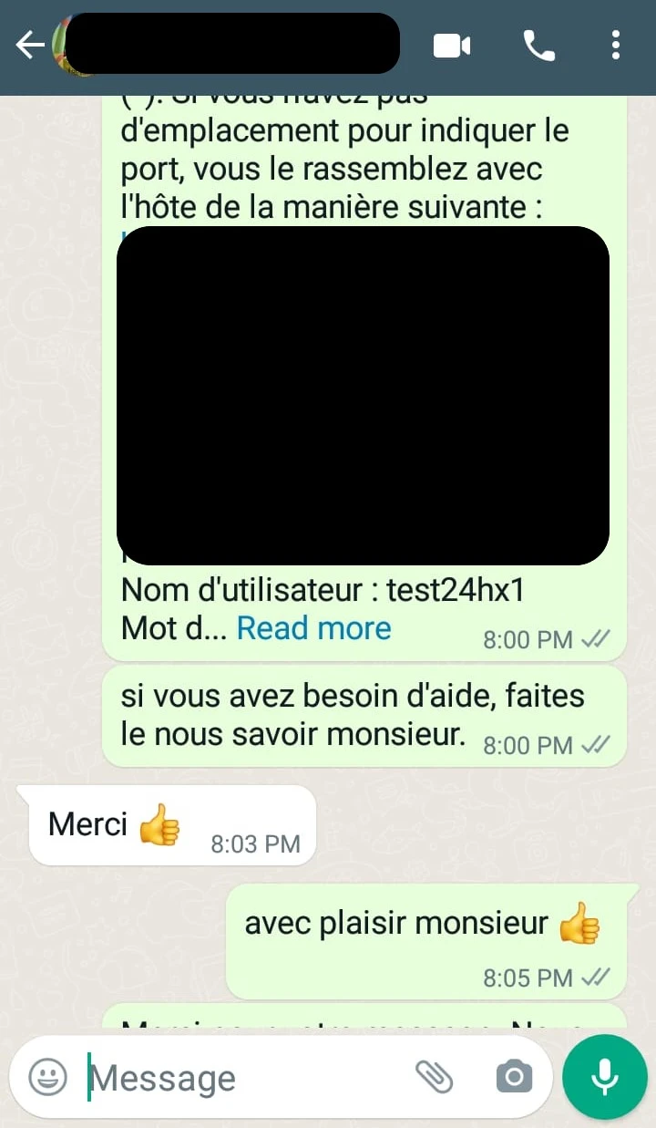 Témoignage client WhatsApp 8